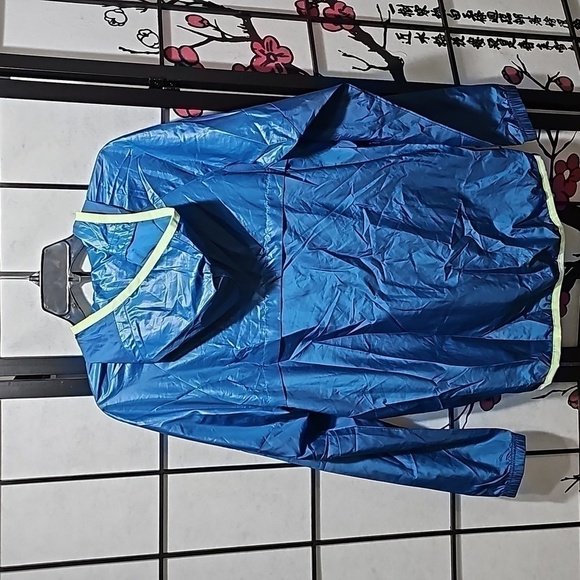 Adidas Windbreaker Jacket Blue Lime Green Small NWT - Picture 5 of 8